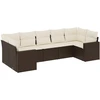 Image de vidaXL Ensemble de salon de jardin 7 pièces avec coussins Marron Poly rotin