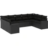 Image de vidaXL Ensemble de salon de jardin 9 pièces avec coussins noir poly rotin