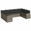 Image de vidaXL Ensemble de salon de jardin 9 pièces avec coussins Gris Poly rotin