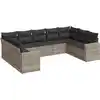 Image de vidaXL Ensemble de salon de jardin 9 pièces avec coussins gris clair Poly rotin