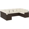Image de vidaXL Ensemble de salon de jardin 9 pièces avec coussins Marron Poly Rattan