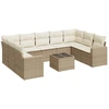 Image de vidaXL Ensemble de salon de jardin 10 pièces avec coussins Beige Poly Rattan