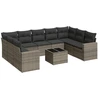 Image de vidaXL Ensemble de salon de jardin 10 pièces avec coussins Gris Poly Rattan