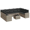 Image de vidaXL Ensemble de 10 canapés de jardin avec coussins gris clair Poly rotin