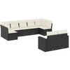 Image de vidaXL Ensemble de salon de jardin 9 pièces avec coussins noir poly rotin