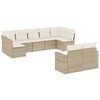 Image de vidaXL Ensemble de salon de jardin 9 pièces avec coussins beige Poly rotin