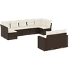 Image de vidaXL Ensemble de salon de jardin 9 pièces avec coussins Marron Poly Rattan