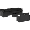 Image de vidaXL Ensemble de 10 canapés de jardin avec coussins noir poly rotin