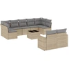 Image de vidaXL Ensemble de salon de jardin 10 pièces avec coussins Beige Poly Rattan