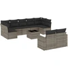 Image de vidaXL Ensemble de salon de jardin 10 pièces avec coussins Gris Poly Rattan