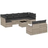 Image de vidaXL Ensemble de 10 canapés de jardin avec coussins gris clair Poly rotin