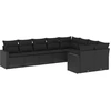 Image de vidaXL Ensemble de salon de jardin 9 pièces avec coussins noir poly rotin