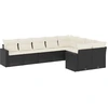 Image de vidaXL Ensemble de salon de jardin 9 pièces avec coussins noir poly rotin