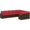 Image de vidaXL Ensemble de salon de jardin 9 pièces avec coussins Marron Poly Rattan