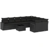 Image de vidaXL Ensemble de 10 canapés de jardin avec coussins noir poly rotin