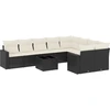 Image de vidaXL Ensemble de 10 canapés de jardin avec coussins noir poly rotin