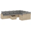 Image de vidaXL Ensemble de salon de jardin 10 pièces avec coussins Beige Poly Rattan