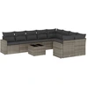 Image de vidaXL Ensemble de salon de jardin 10 pièces avec coussins Gris Poly Rattan