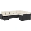 Image de vidaXL Ensemble de 10 canapés de jardin avec coussins noir poly rotin