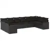 Image de vidaXL Ensemble de 10 canapés de jardin avec coussins noir poly rotin