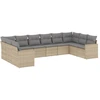Image de vidaXL Ensemble de salon de jardin 10 pièces avec coussins Beige Poly Rattan