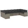 Image de vidaXL Ensemble de salon de jardin 10 pièces avec coussins Gris Poly Rattan