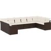 Image de vidaXL Ensemble de salon de jardin 10 pièces avec coussins Marron Poly Rattan