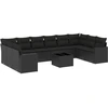 Image de vidaXL Ensemble de salon de jardin 11 pièces avec coussins noir poly rotin