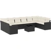 Image de vidaXL Ensemble de salon de jardin 11 pièces avec coussins noir poly rotin