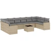 Image de vidaXL Ensemble de salon de jardin 11 pièces avec coussins Beige Poly Rattan