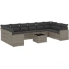 Image de vidaXL Ensemble de salon de jardin 11 pièces avec coussins Gris Poly rotin