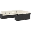Image de vidaXL Ensemble de 10 canapés de jardin avec coussins noir poly rotin