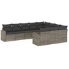 Image de vidaXL Ensemble de salon de jardin 10 pièces avec coussins Gris Poly Rattan