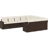 Image de vidaXL Ensemble de salon de jardin 10 pièces avec coussins Marron Poly Rattan