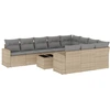 Image de vidaXL Ensemble de salon de jardin 11 pièces avec coussins Beige Poly Rattan