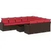 Image de vidaXL Ensemble de salon de jardin 11 pièces avec coussins Marron Poly rotin