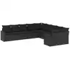 Image de vidaXL Ensemble de 10 canapés de jardin avec coussins noir poly rotin