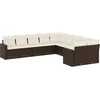 Image de vidaXL Ensemble de salon de jardin 10 pièces avec coussins Marron Poly Rattan