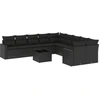 Image de vidaXL Ensemble de salon de jardin 11 pièces avec coussins noir poly rotin