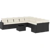 Image de vidaXL Ensemble de salon de jardin 11 pièces avec coussins noir poly rotin