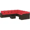 Image de vidaXL Ensemble de salon de jardin 11 pièces avec coussins Marron Poly rotin
