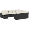 Image de vidaXL Ensemble de salon de jardin 11 pièces avec coussins noir poly rotin