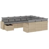 Image de vidaXL Ensemble de salon de jardin 11 pièces avec coussins Beige Poly Rattan