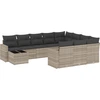 Image de vidaXL Ensemble de salon de jardin 11 pièces avec coussins gris clair Poly rotin