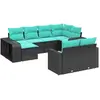 Image de vidaXL Ensemble de 10 canapés de jardin avec coussins, polyrattan noir