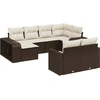 Image de vidaXL Ensemble de salon de jardin 10 pièces avec coussins Marron Poly Rattan