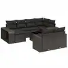 Image de vidaXL Ensemble de salon de jardin 11 pièces avec coussins noir poly rotin