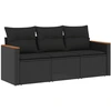 Image de vidaXL Ensemble de salon de jardin 3 pièces avec coussins noir poly rotin