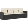 Image de vidaXL Ensemble de salon de jardin 4 pièces avec coussins noir poly rotin