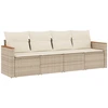 Image de vidaXL Ensemble de salon de jardin 4 pièces avec coussins Beige Poly Rattan